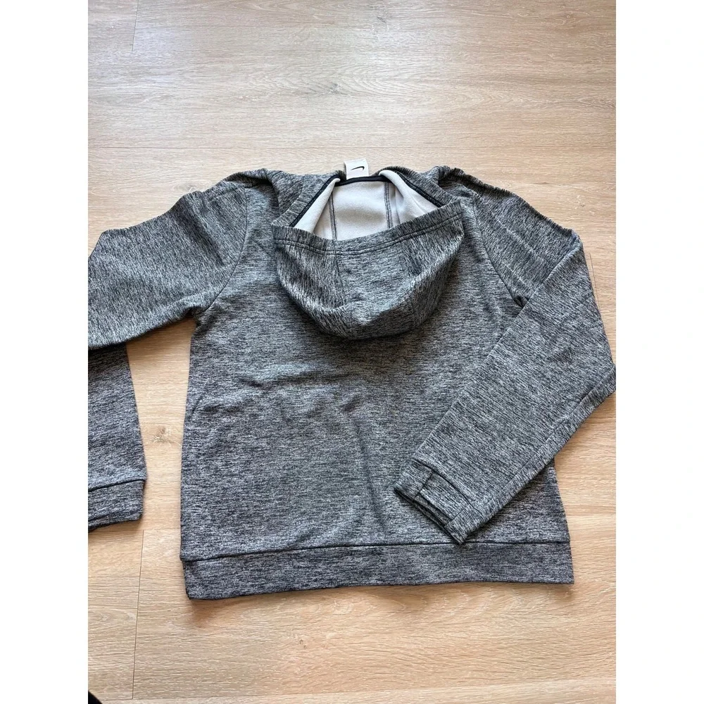 Nike Therma-Fit Hoodie Boys XL Heathered Gray Fleece Lined Swoosh Logo Pullover